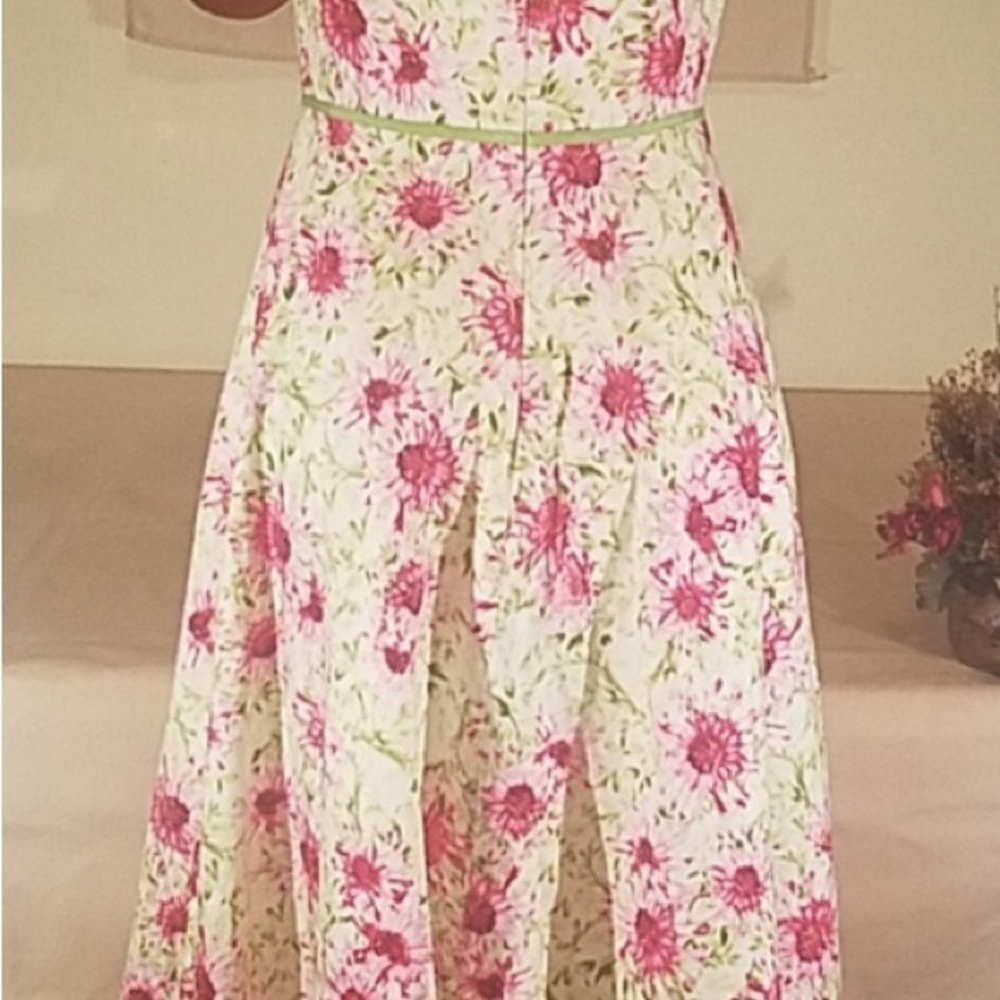 Carmen Marc Valvo Cream Sundress with Spaghetti Straps - Picture 2 of 9